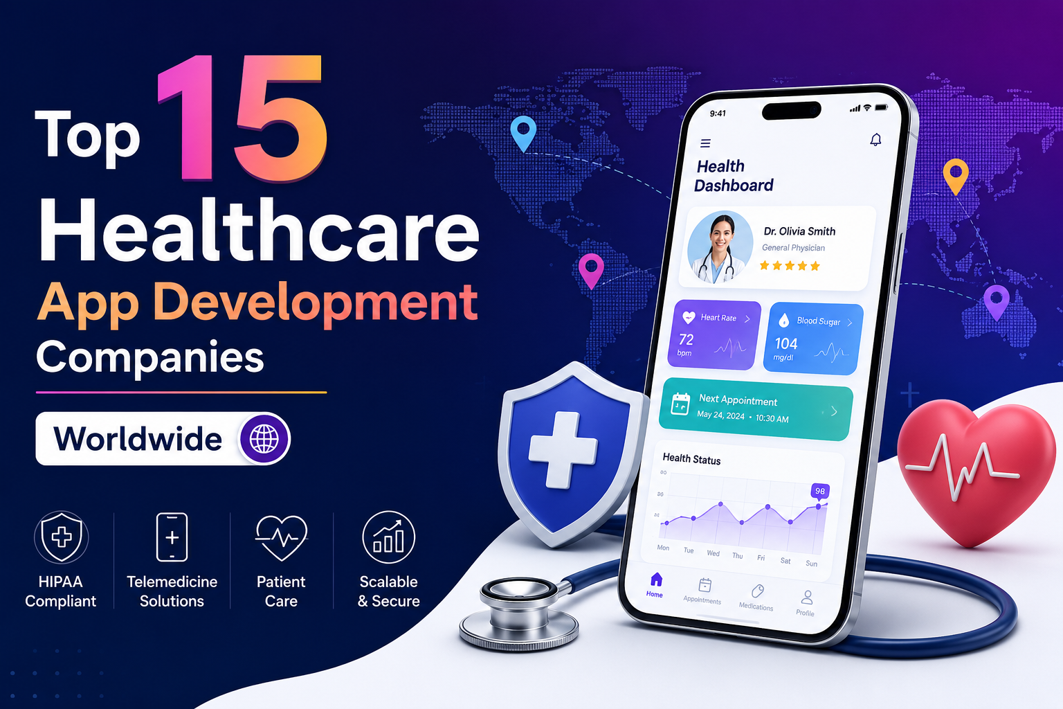 Top 15 Healthcare App Development Companies Worldwide