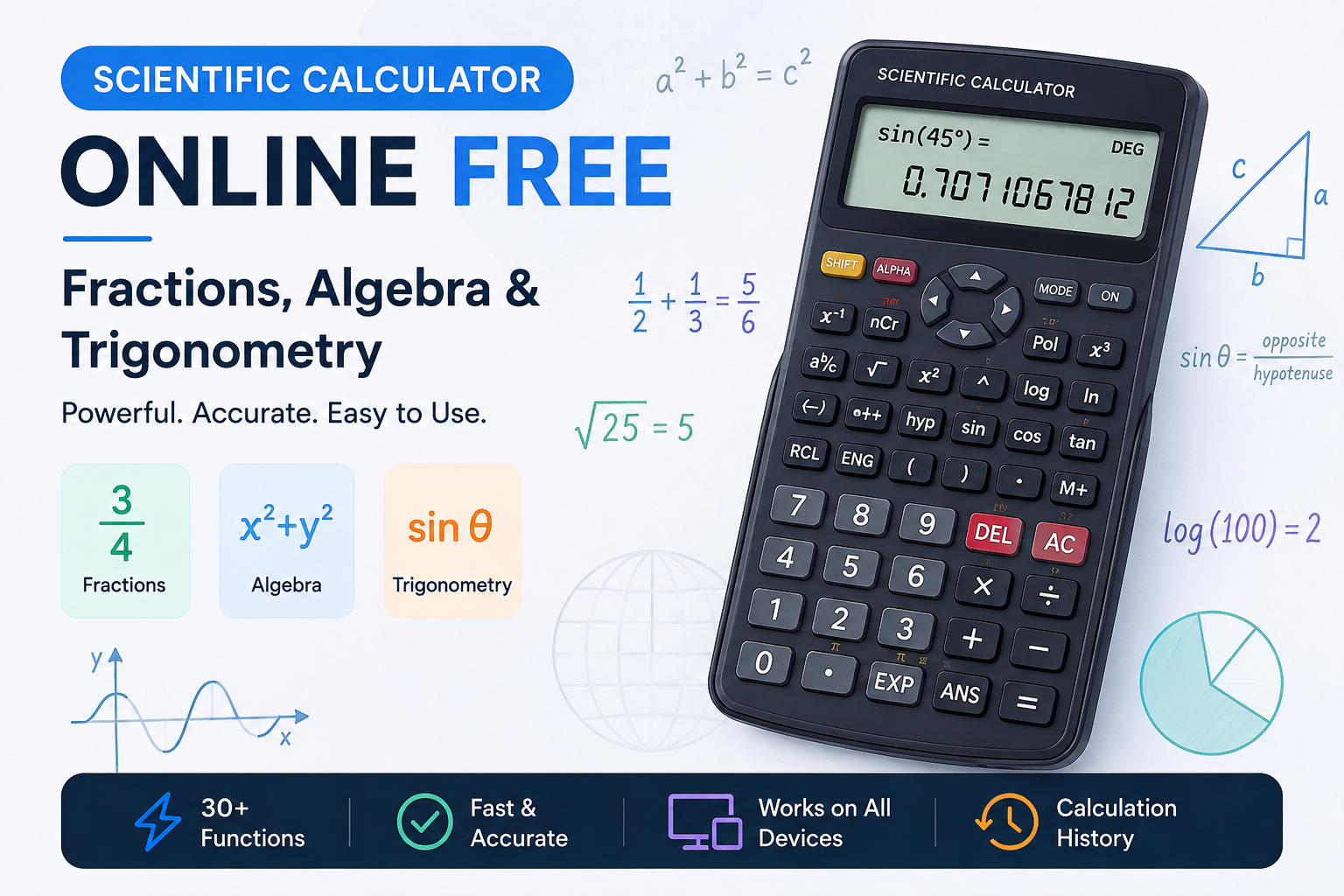 Scientific Calculator Online Free – Fractions, Algebra & Trigonometry